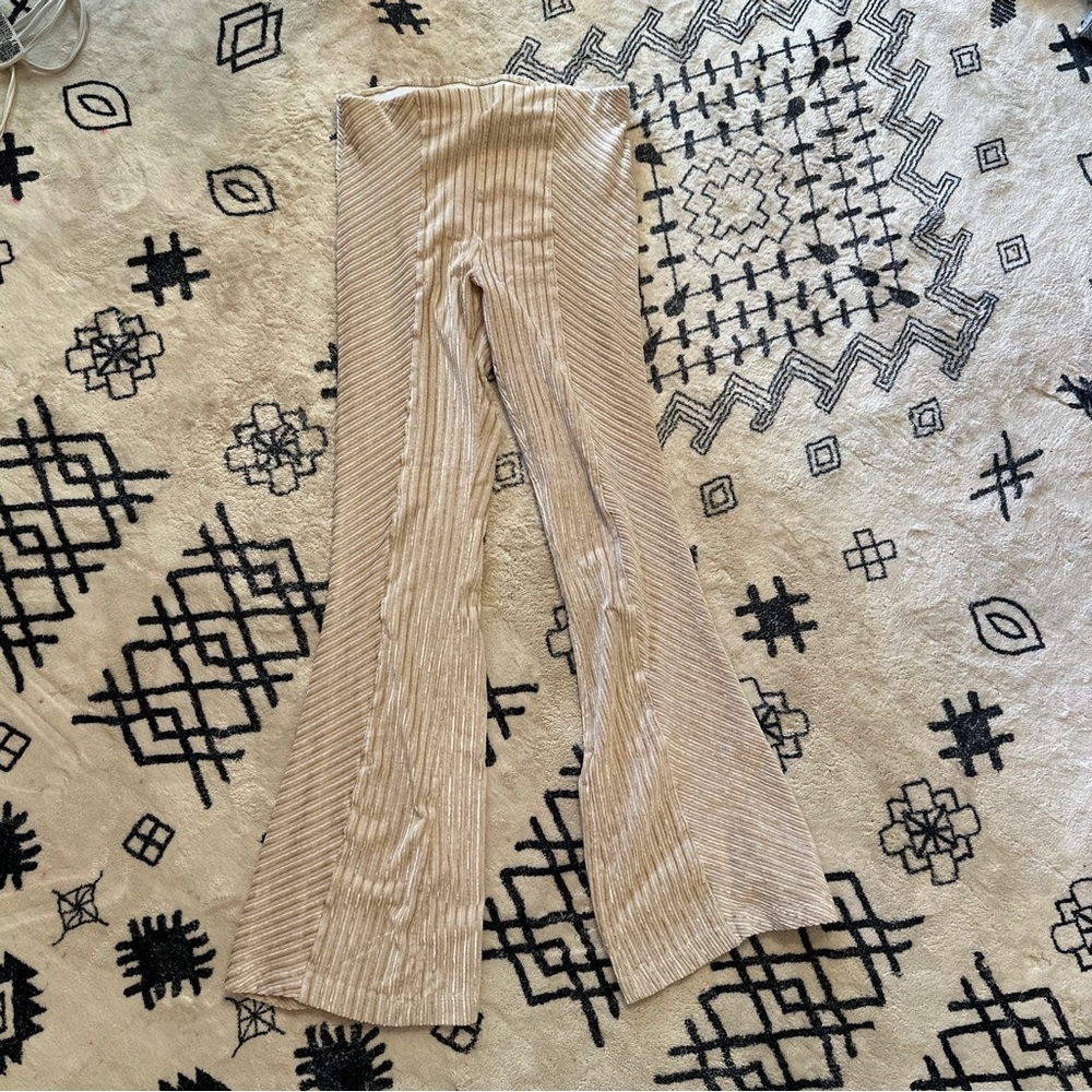 Free People cream velvet flares